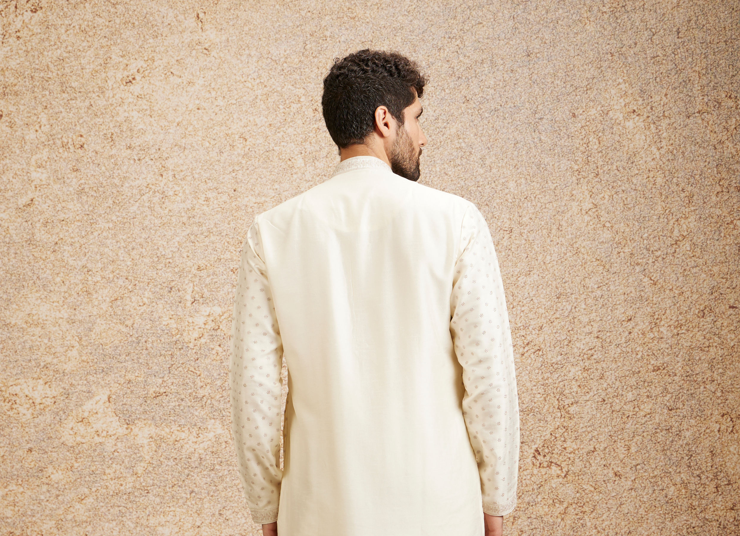 Twamev Men Gleaming Warm White Kurta Pajama