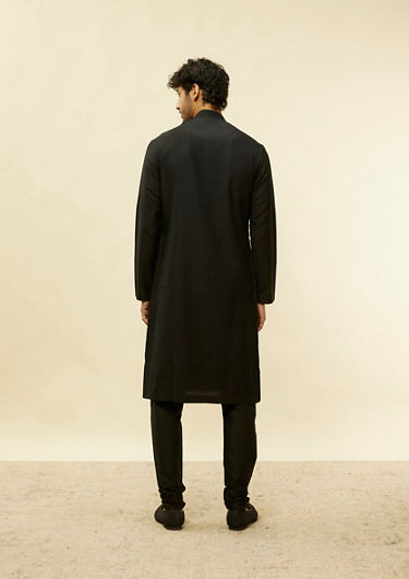 alt message - Twamev Men Black Pintex Elegance Kurta Set image number 4