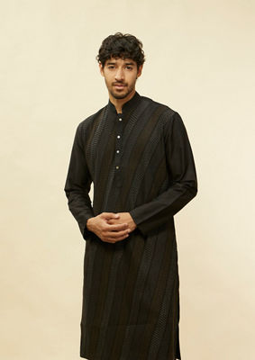 alt message - Twamev Men Black Pintex Elegance Kurta Set image number 0