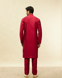 Twamev Men Timeless Red Pintex Elegance Kurta Set