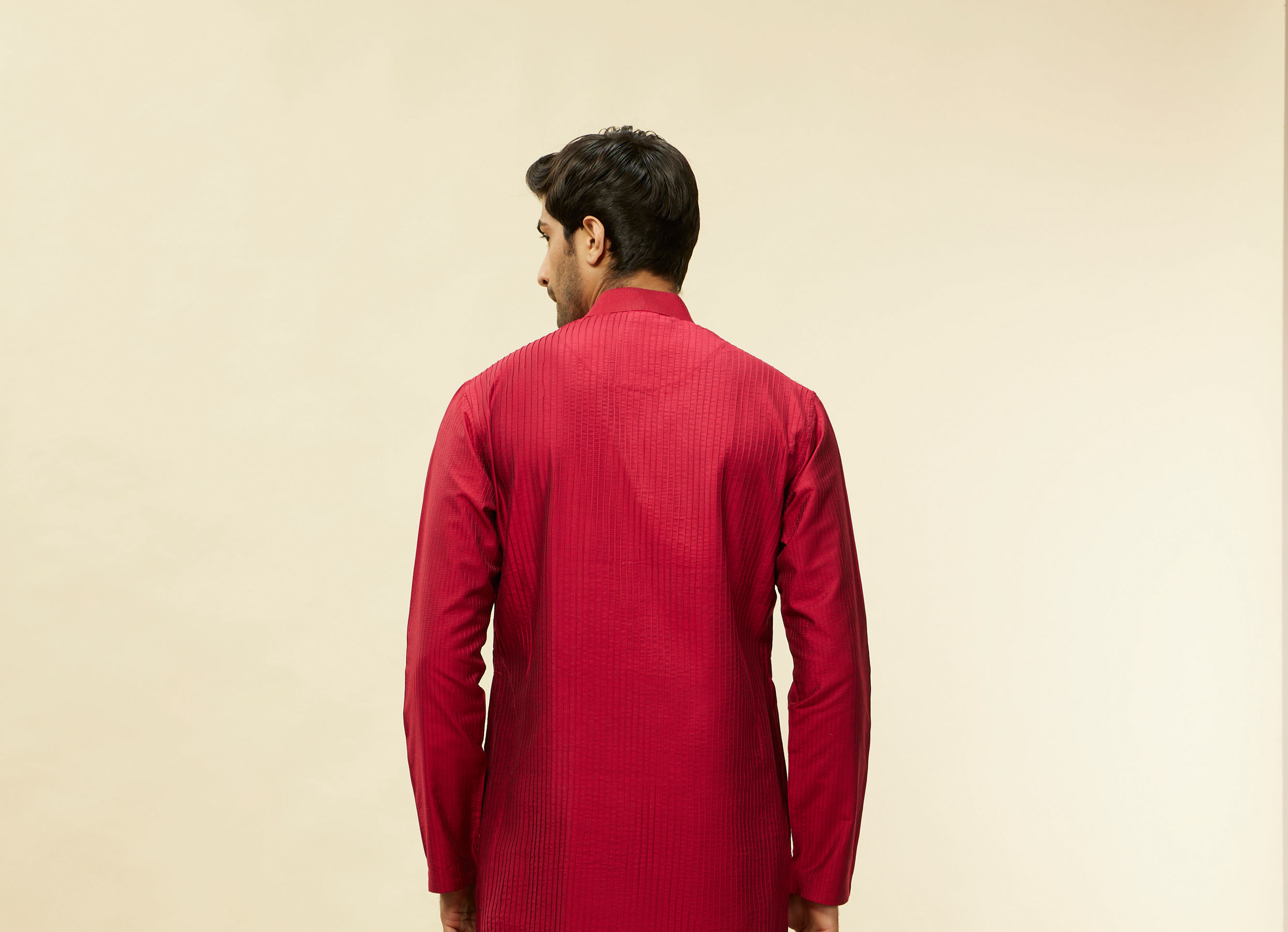 Twamev Men Timeless Red Pintex Elegance Kurta Set
