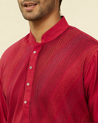Twamev Men Timeless Red Pintex Elegance Kurta Set