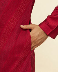 Twamev Men Timeless Red Pintex Elegance Kurta Set