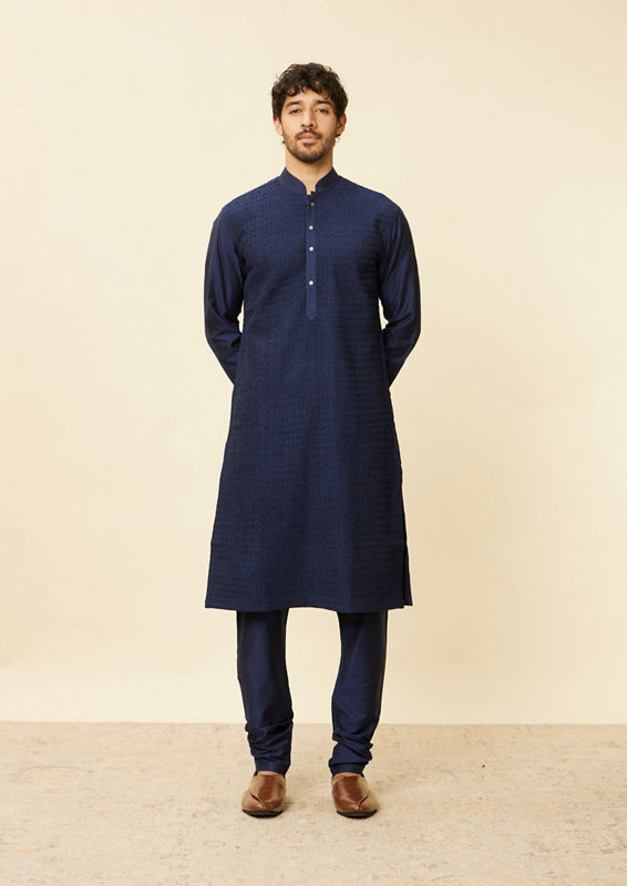 Twamev Men Dark Blue Stylish Kurta Pajama