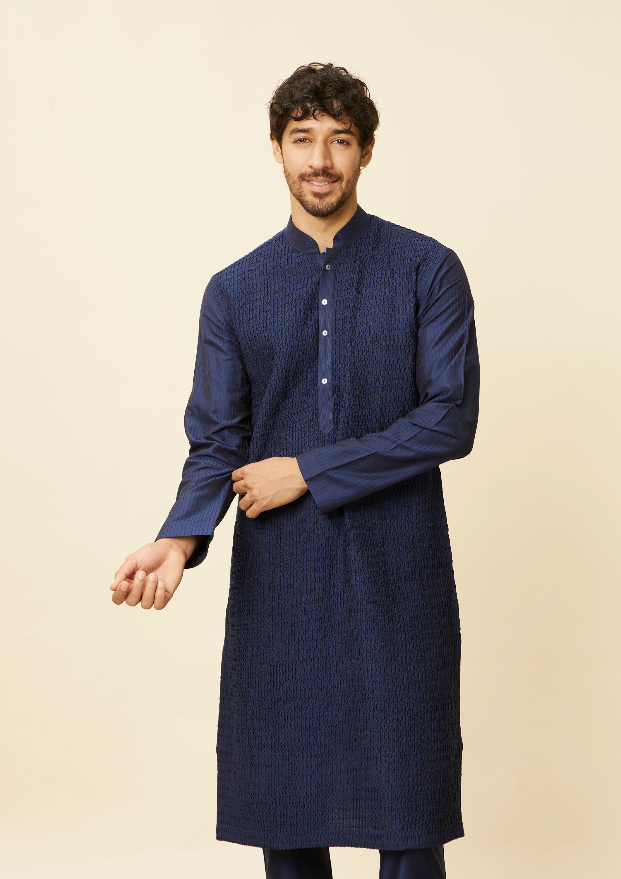 Twamev Men Dark Blue Stylish Kurta Pajama