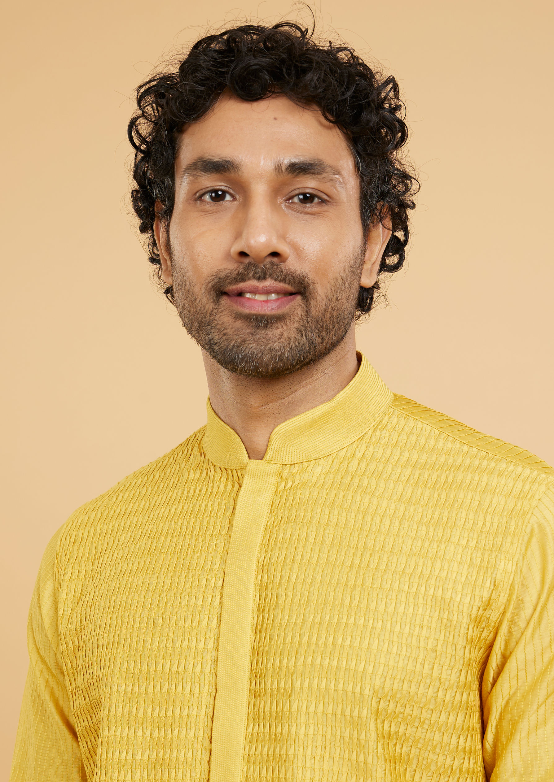 Twamev Men Vibrant Mustard Kurta Pajama