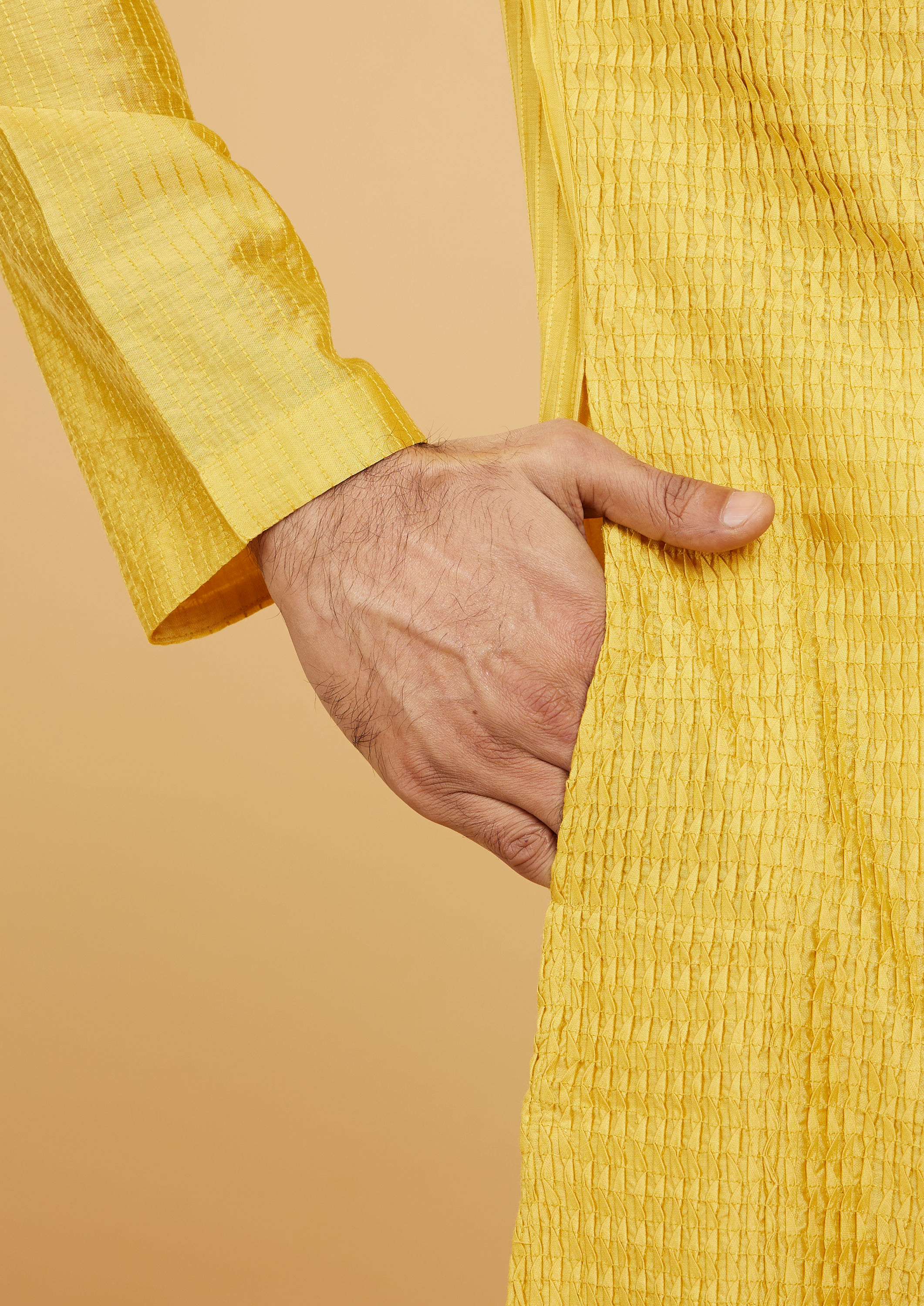 Twamev Men Vibrant Mustard Kurta Pajama