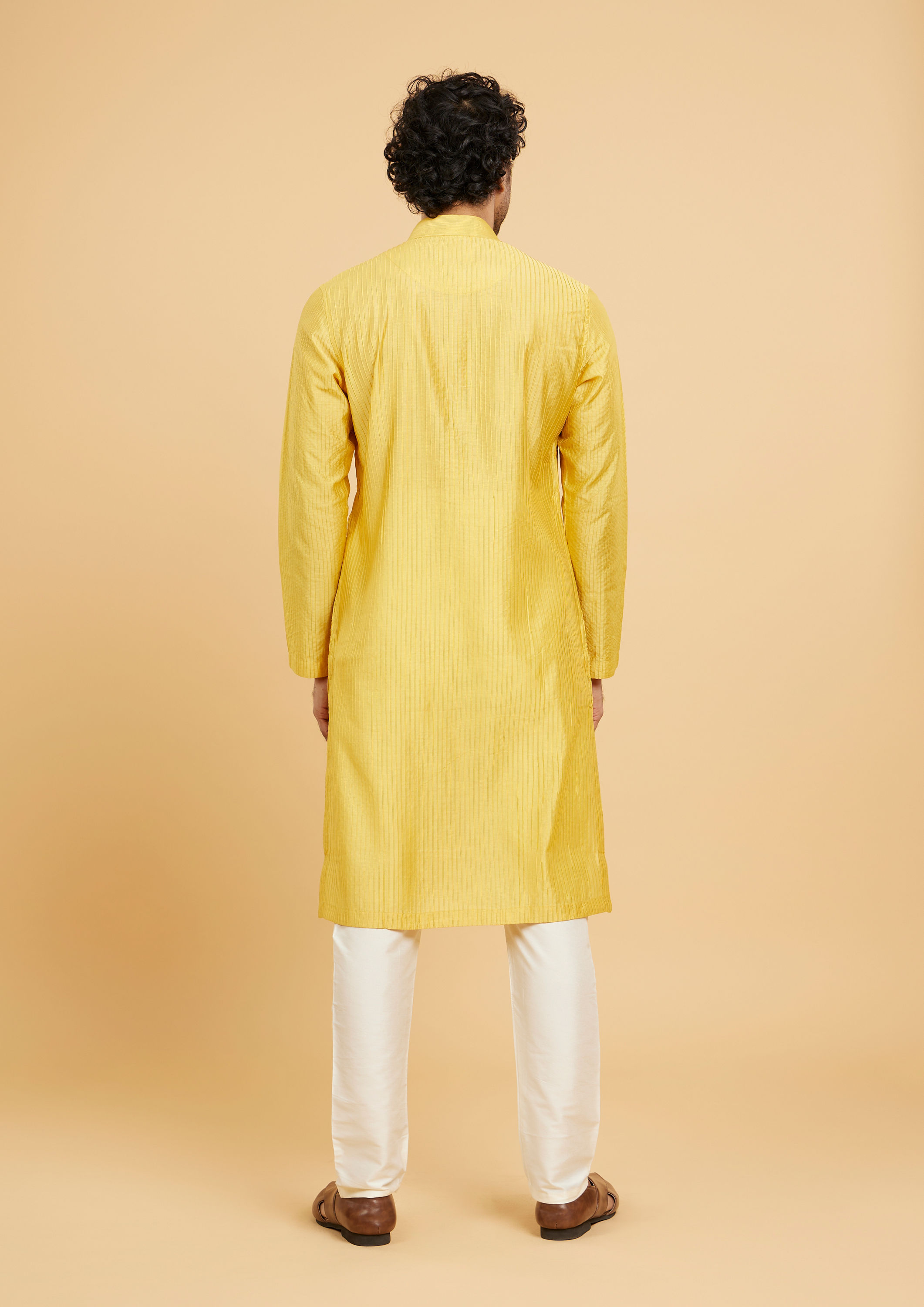 Twamev Men Vibrant Mustard Kurta Pajama