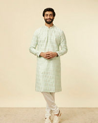 Twamev Men Light Blue Floral Buta Patterned Kurta Set