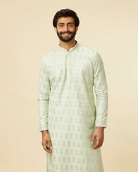 Twamev Men Light Blue Floral Buta Patterned Kurta Set