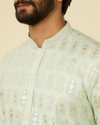 Twamev Men Light Blue Floral Buta Patterned Kurta Set