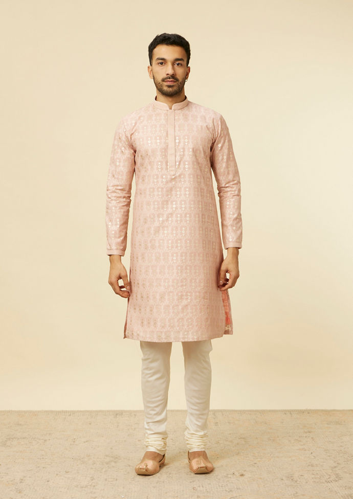 Twamev Men Dusty Pink Kurta Set
