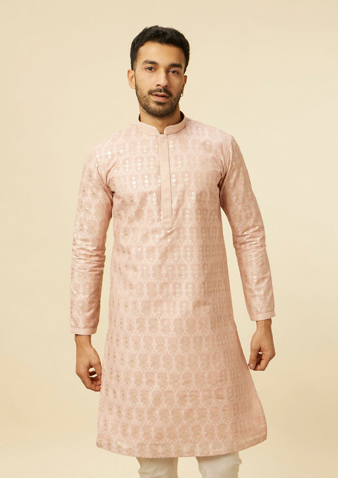 Twamev Men Dusty Pink Kurta Set