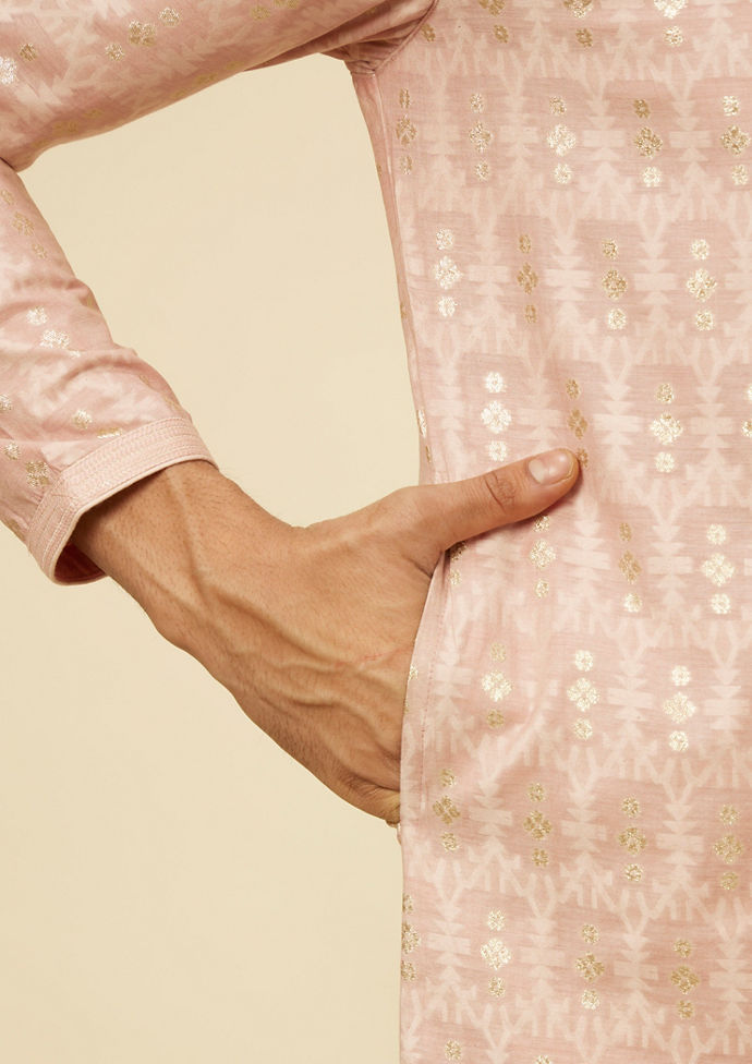 Twamev Men Dusty Pink Kurta Set