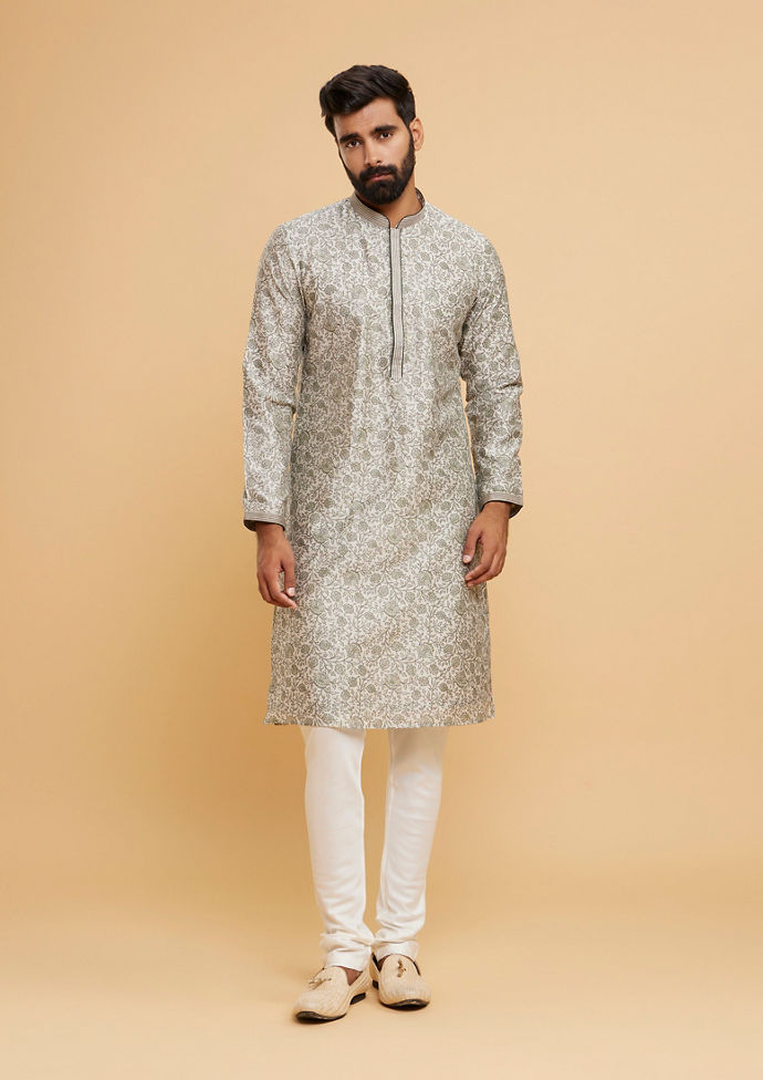 Twamev Men Pista Green Enchantment Kurta Pajama