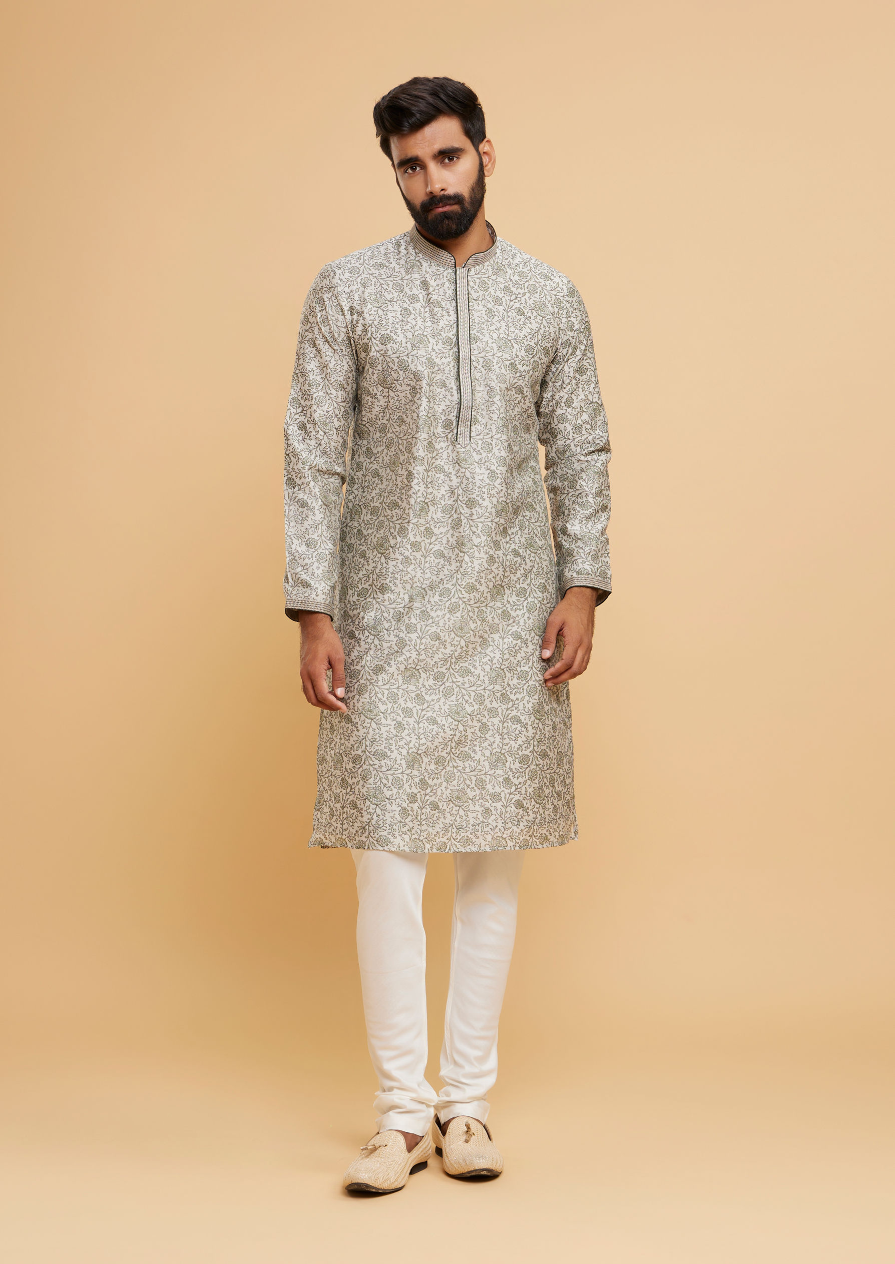 Twamev Men Pista Green Enchantment Kurta Pajama