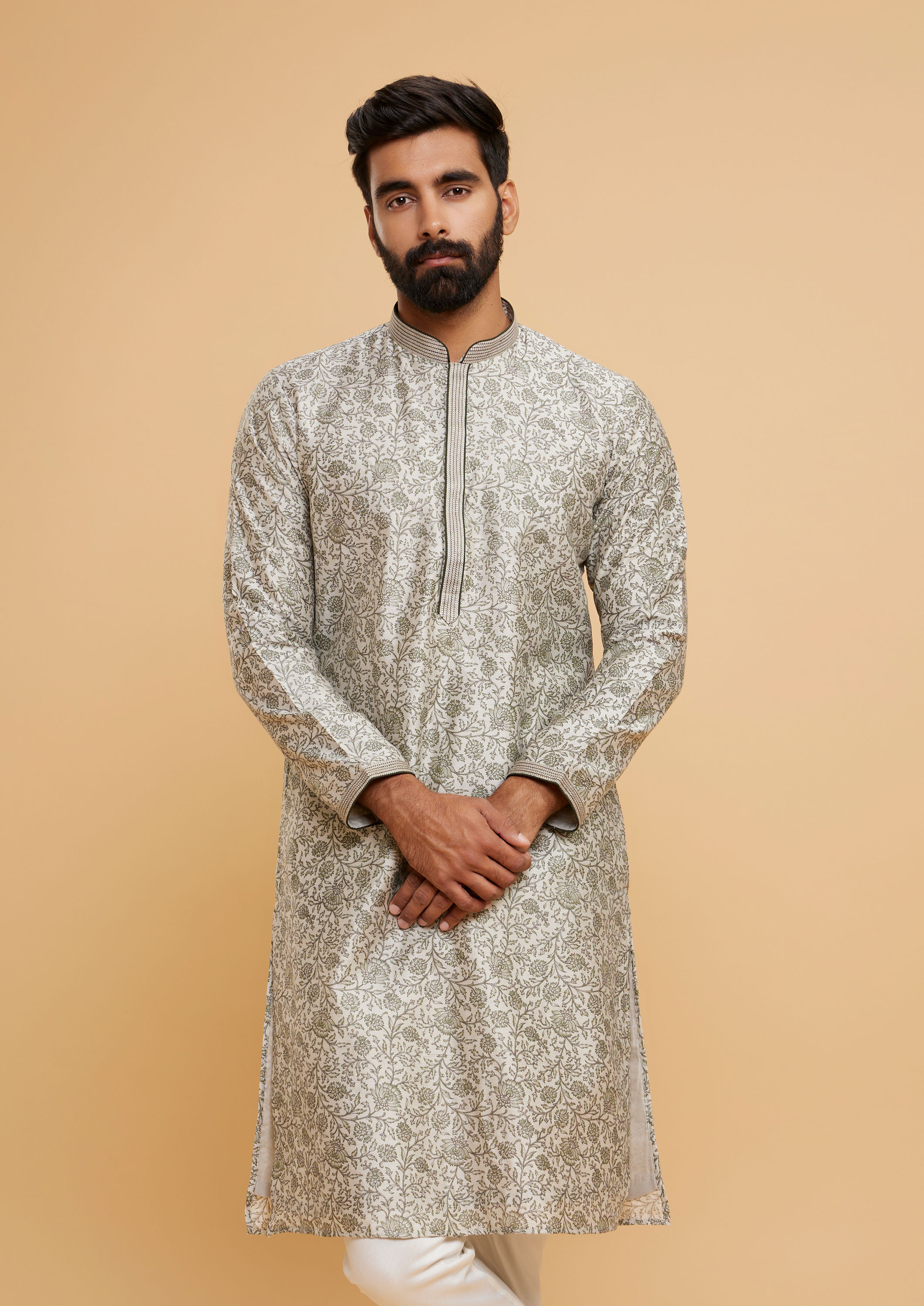 Twamev Men Pista Green Enchantment Kurta Pajama