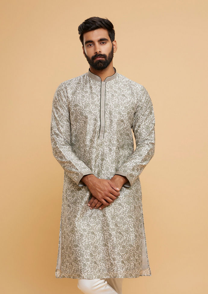 Twamev Men Pista Green Enchantment Kurta Pajama