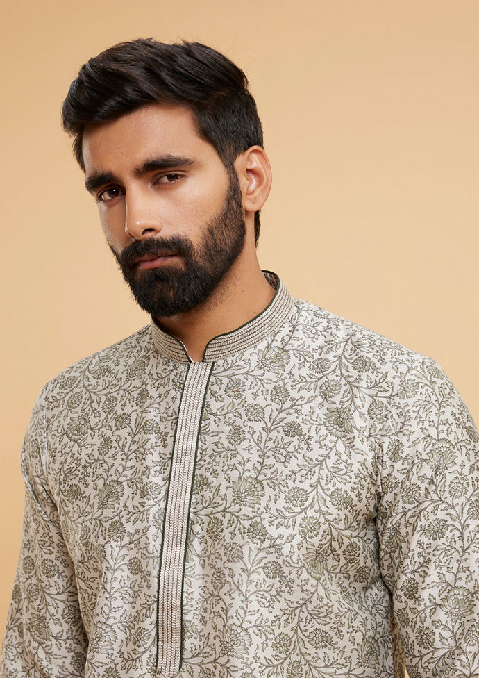 Twamev Men Pista Green Enchantment Kurta Pajama