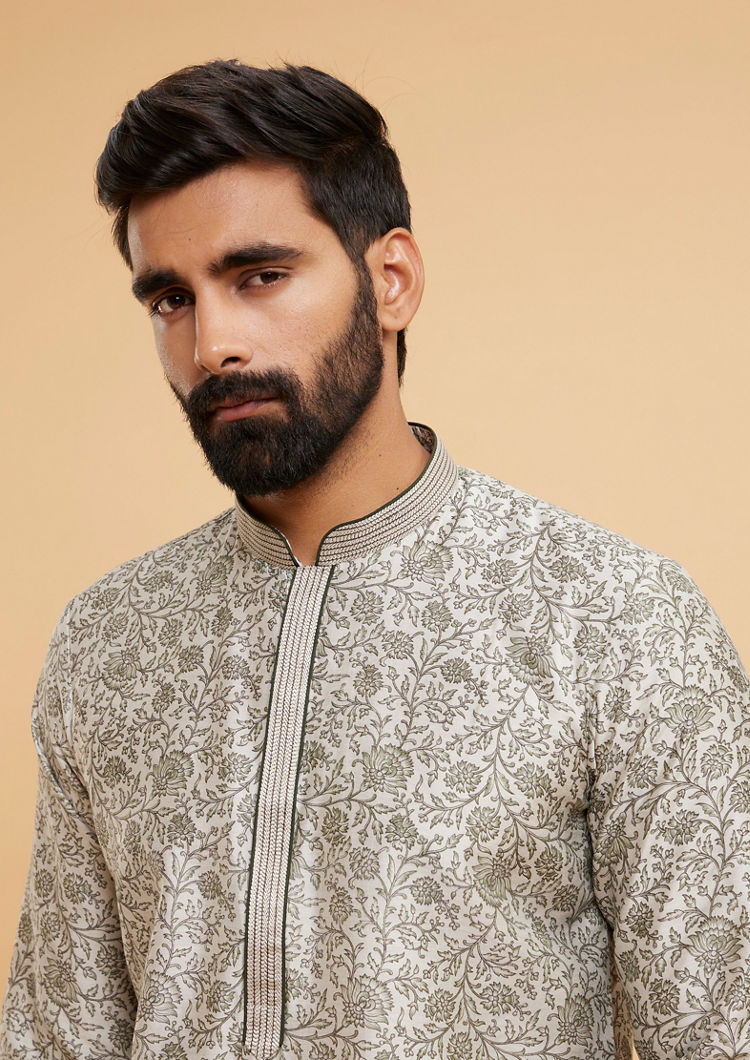 Twamev Men Pista Green Enchantment Kurta Pajama
