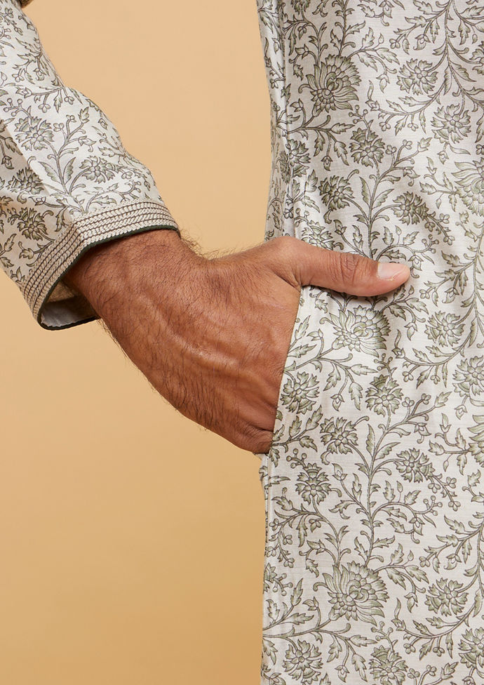 Twamev Men Pista Green Enchantment Kurta Pajama