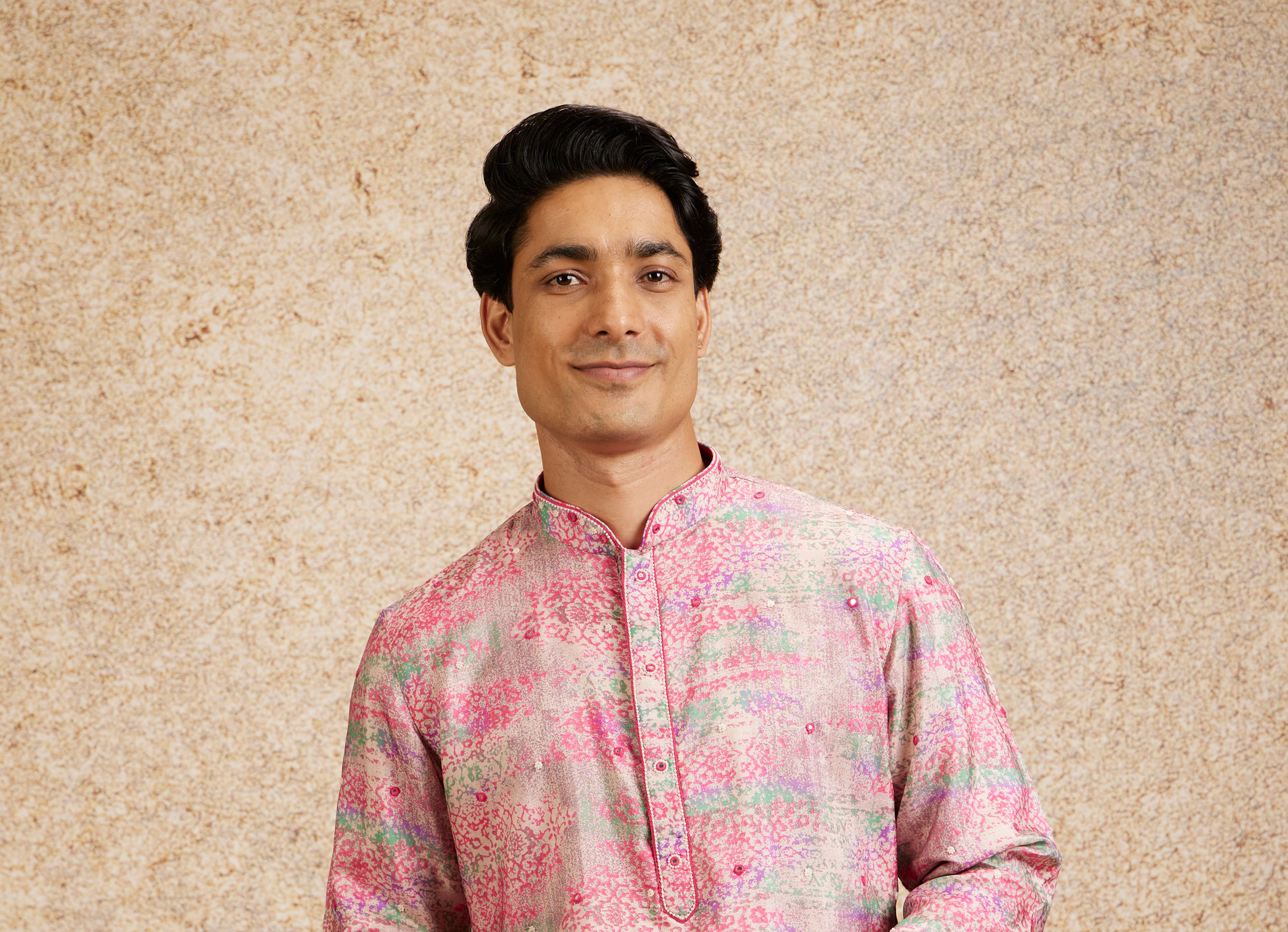 Twamev Men Pink Splendor Embellished Kurta Pajama