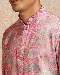 Twamev Men Pink Splendor Embellished Kurta Pajama