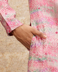Twamev Men Pink Splendor Embellished Kurta Pajama