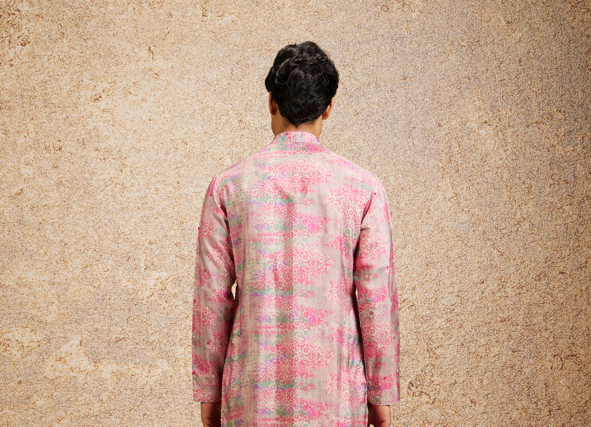 Twamev Men Pink Splendor Embellished Kurta Pajama