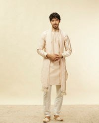 Twamev Men Peach Sequin Radiance Kurta Set