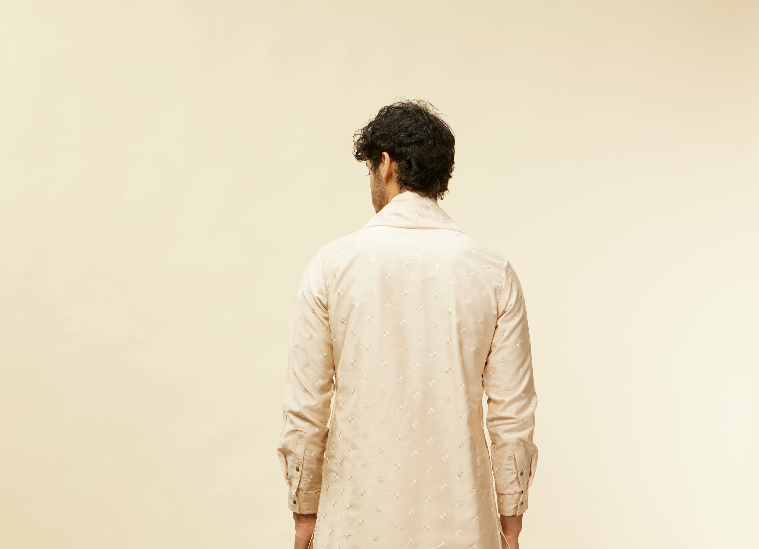 Twamev Men Peach Sequin Radiance Kurta Set