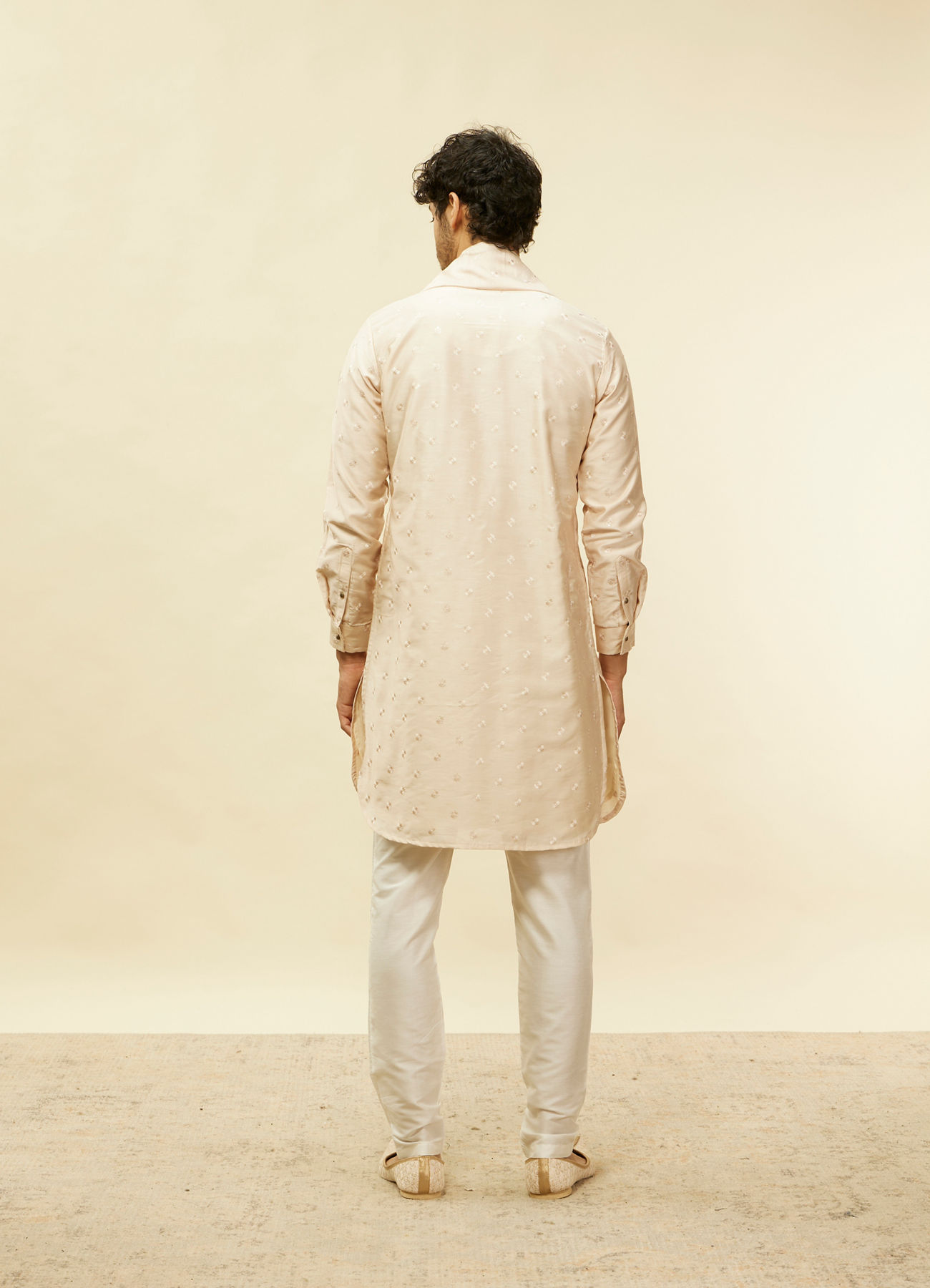 Twamev Men Peach Sequin Radiance Kurta Set