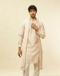 Twamev Men Peach Sequin Radiance Kurta Set
