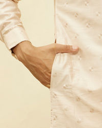 Twamev Men Peach Sequin Radiance Kurta Set