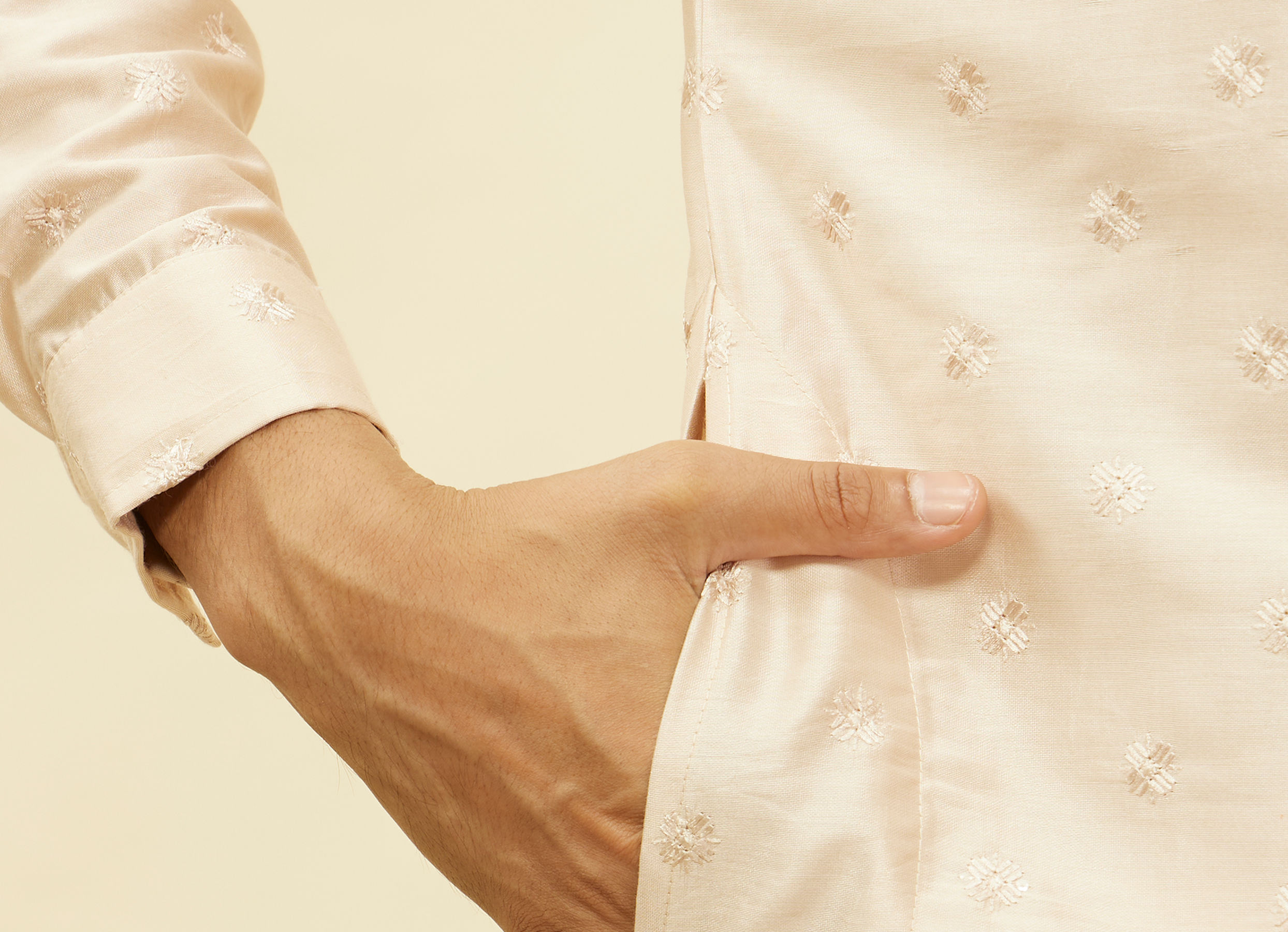 Twamev Men Peach Sequin Radiance Kurta Set