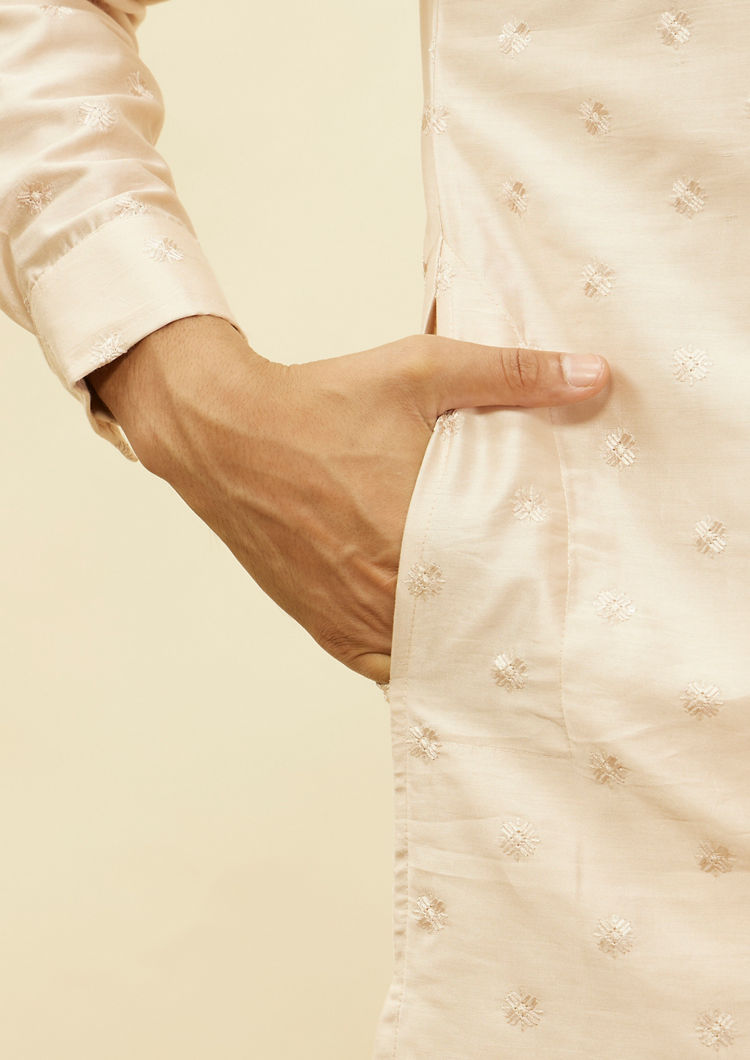 Twamev Men Peach Sequin Radiance Kurta Set