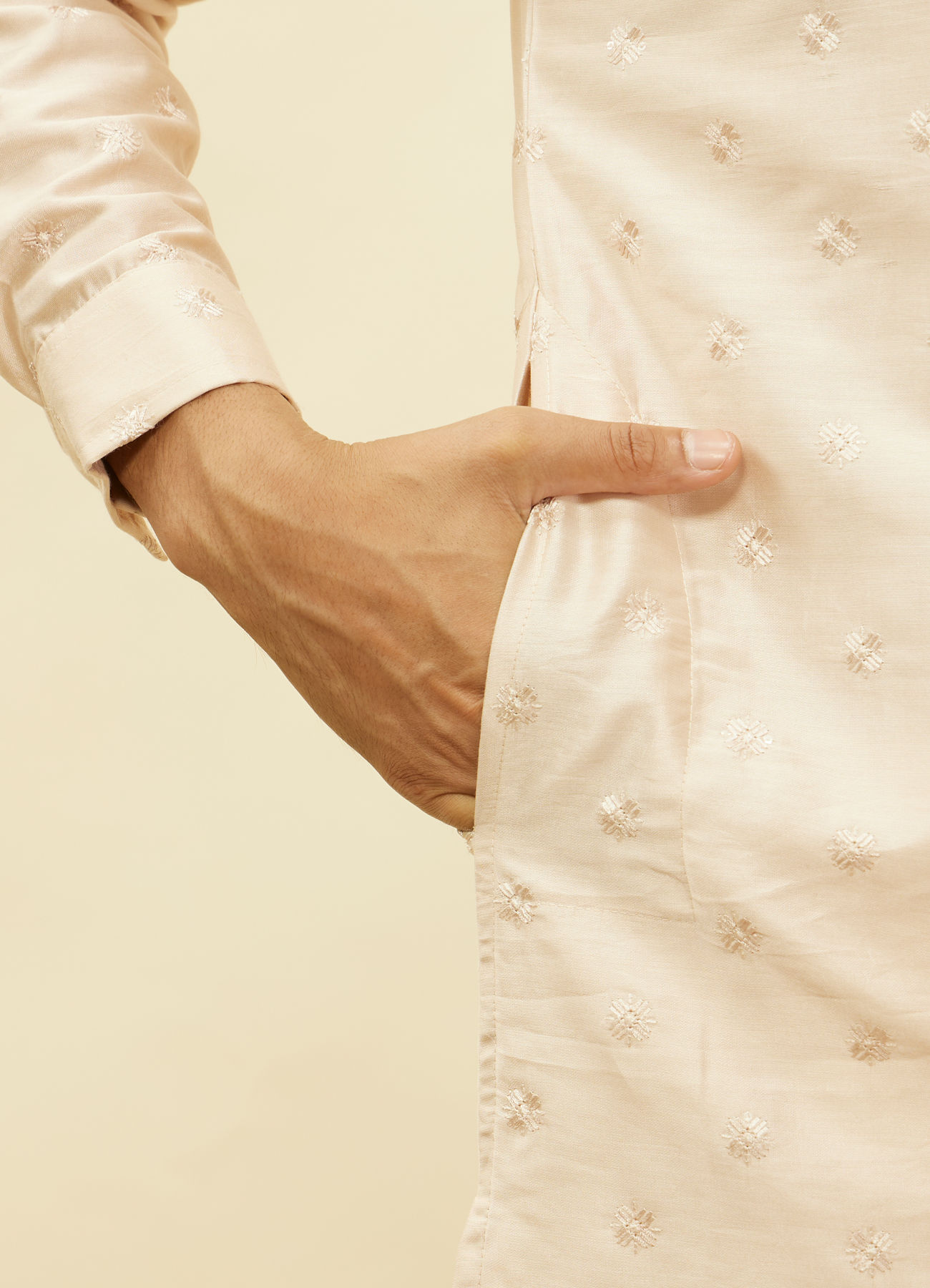 Twamev Men Peach Sequin Radiance Kurta Set
