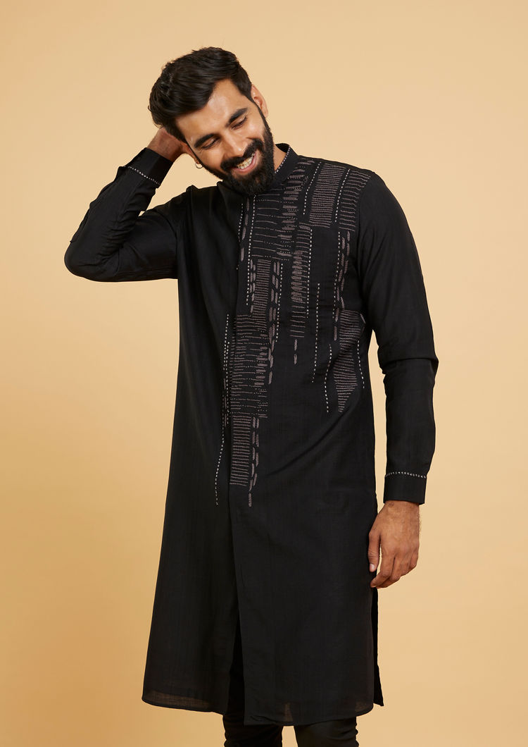 Twamev Men Black Splendour Kurta Pajama