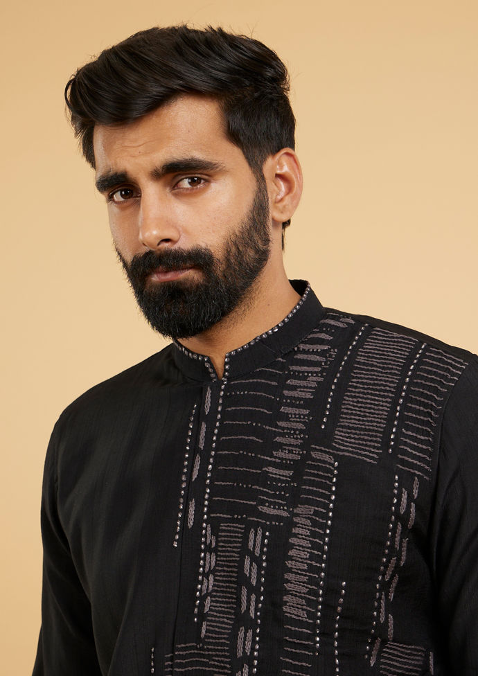 Twamev Men Black Splendour Kurta Pajama