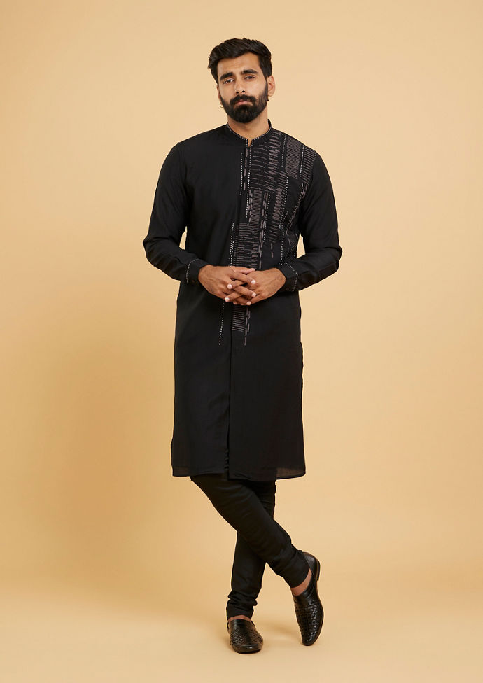 Twamev Men Black Splendour Kurta Pajama