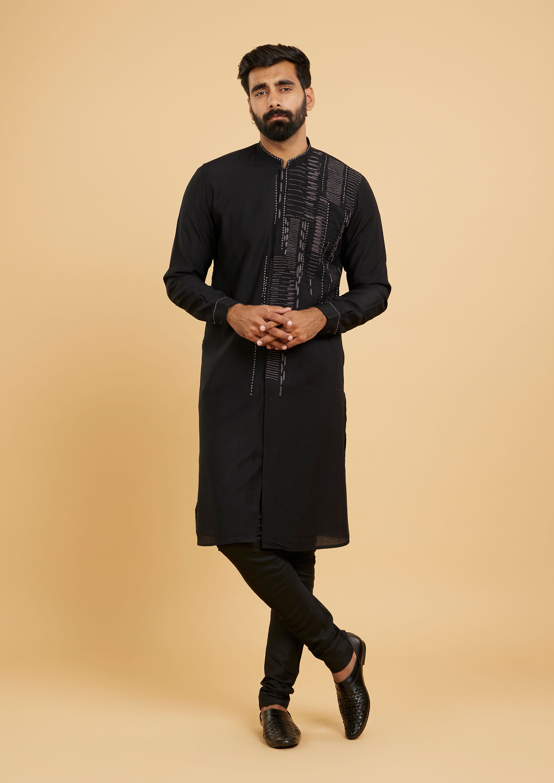 Twamev Men Black Splendour Kurta Pajama