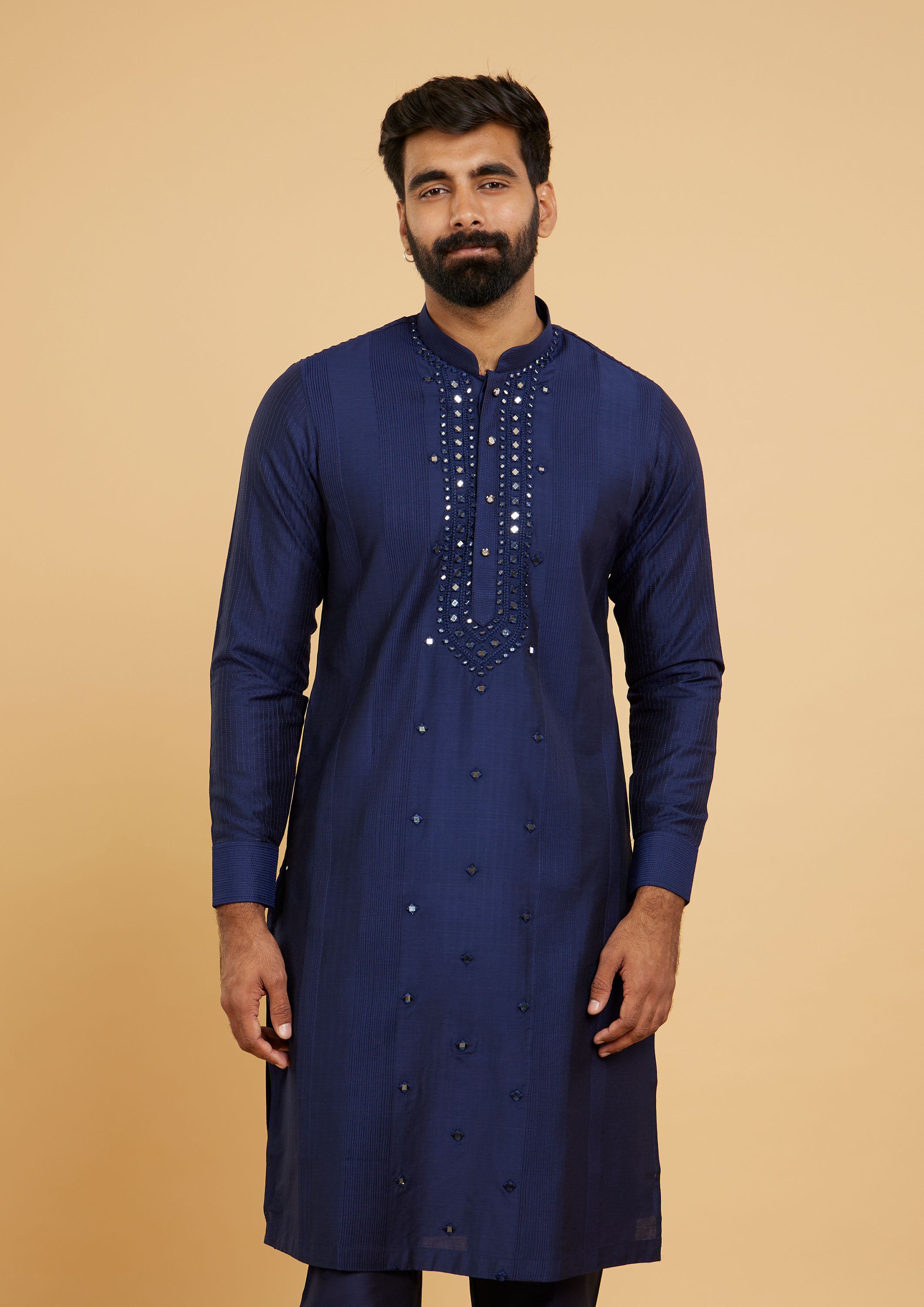 Twamev Men Elegant Dark Blue Kurta Pajama
