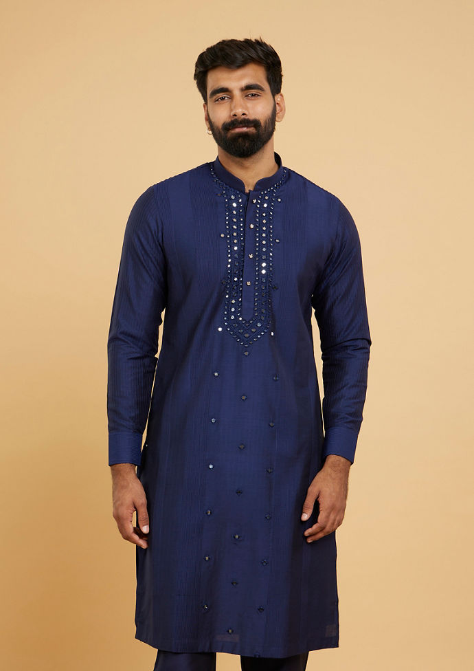 Twamev Men Elegant Dark Blue Kurta Pajama