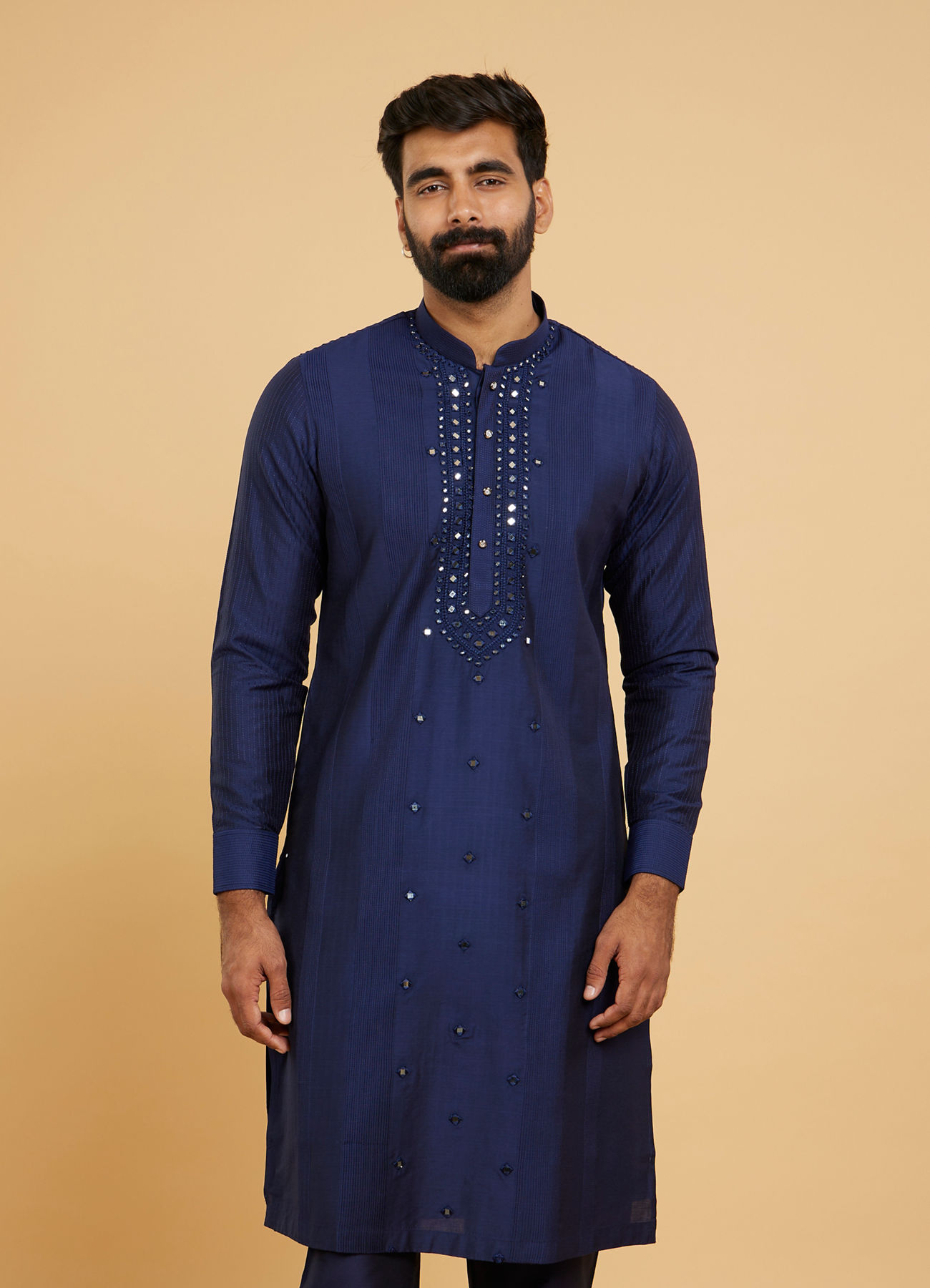 Twamev Men Elegant Dark Blue Kurta Pajama