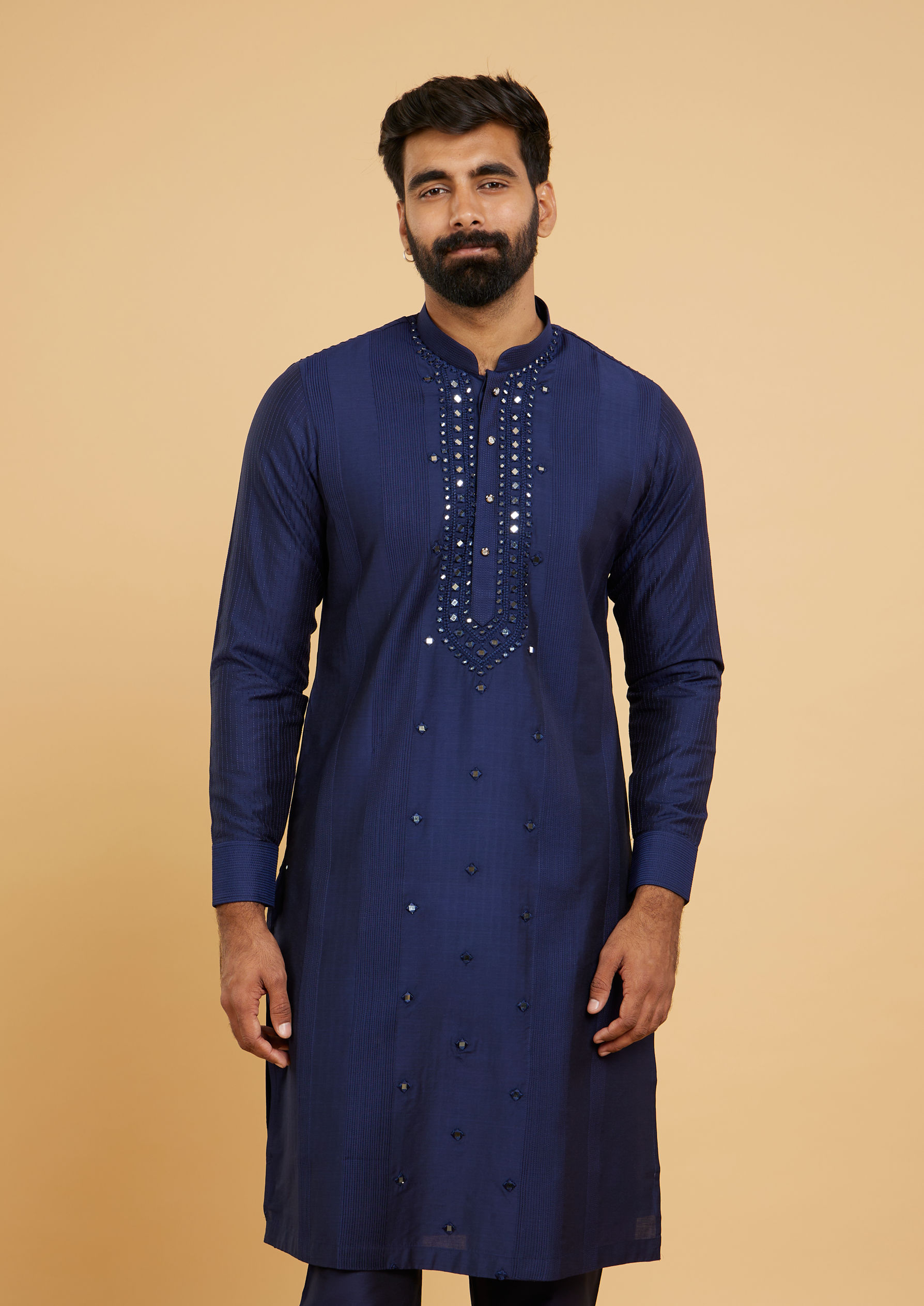 Twamev Men Elegant Dark Blue Kurta Pajama