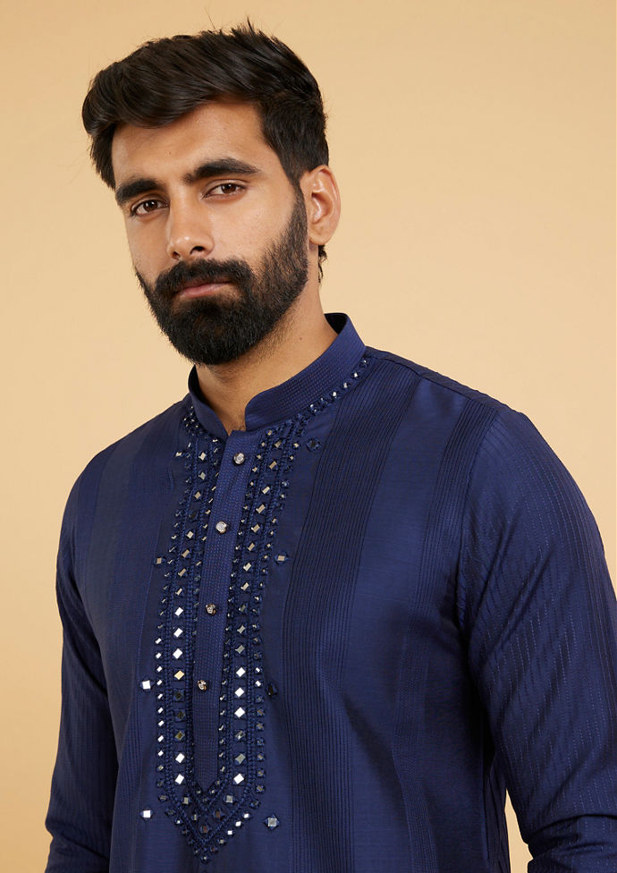 Twamev Men Elegant Dark Blue Kurta Pajama