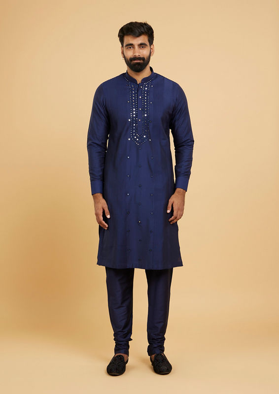 Twamev Men Elegant Dark Blue Kurta Pajama