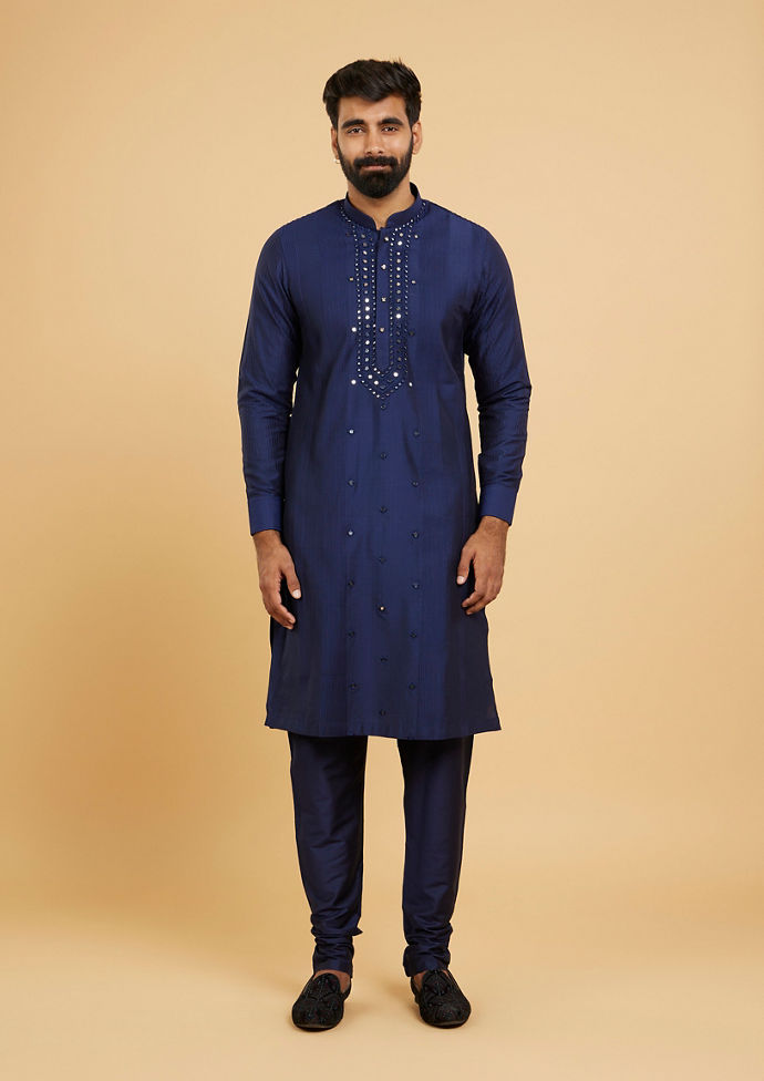 Twamev Men Elegant Dark Blue Kurta Pajama
