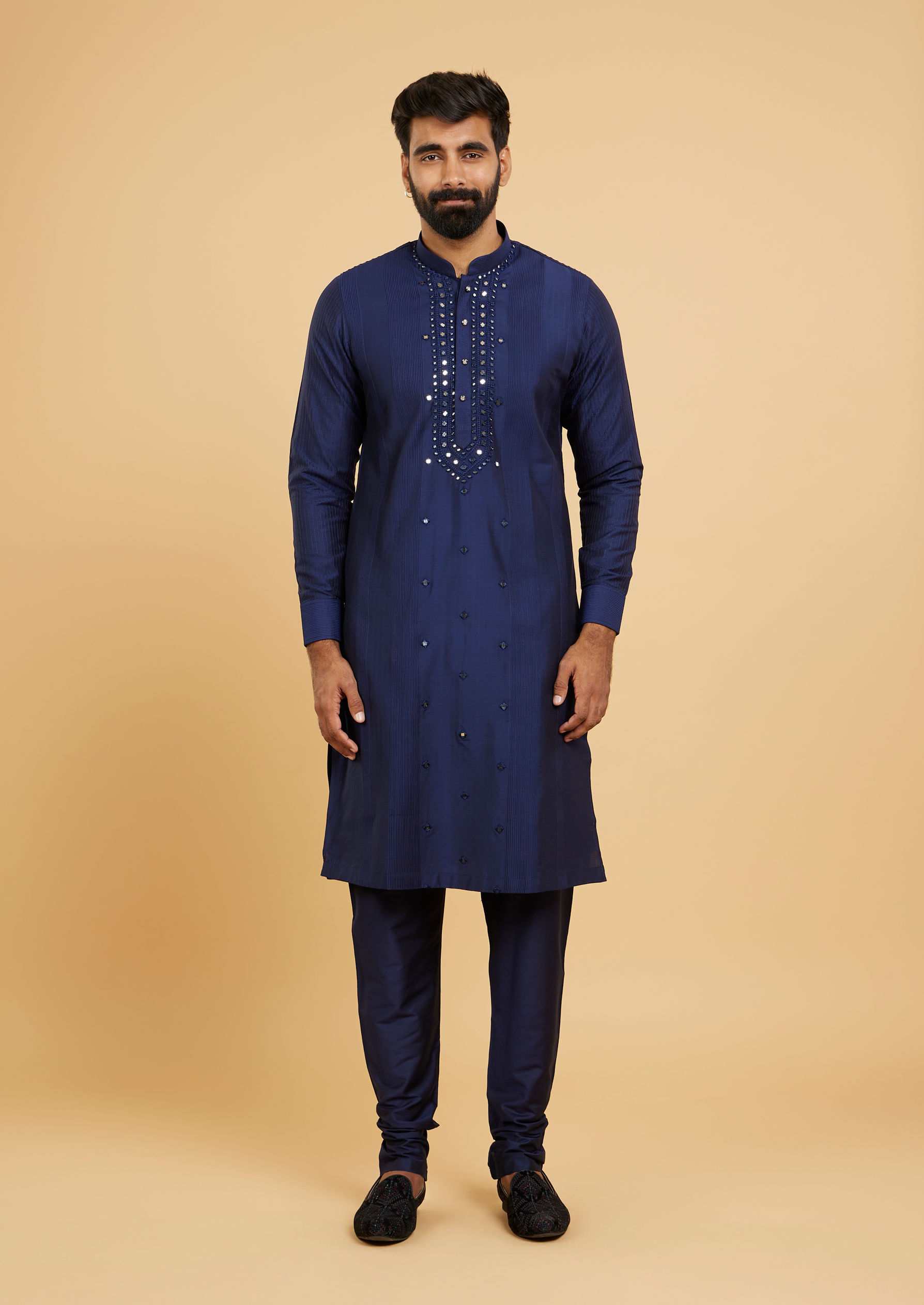 Twamev Men Elegant Dark Blue Kurta Pajama