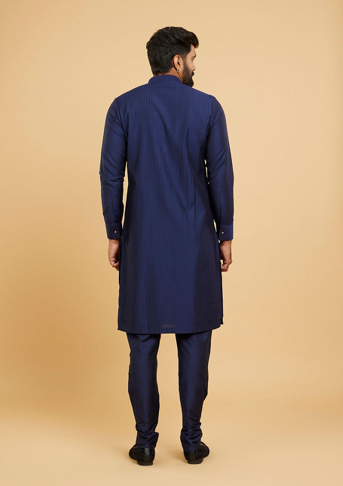 Twamev Men Elegant Dark Blue Kurta Pajama